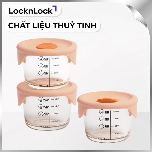 Bộ 3 hộp đựng thực phẩm thuỷ tinh 230 ml Lock&Lock LLG508S3