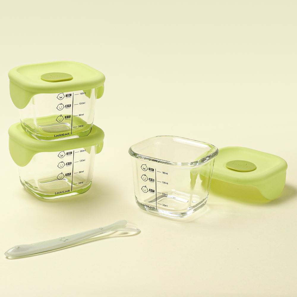 Bộ 3 hộp đựng thực phẩm thuỷ tinh 230 ml Lock&Lock LLG509S3LYEL