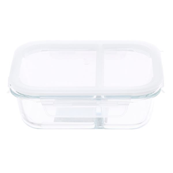 Hộp đựng thực phẩm 2 ngăn thuỷ tinh 640 ml Lock&Lock LLG1201 Màu Trắng