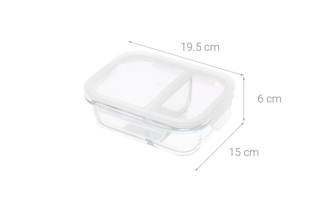 Hộp đựng thực phẩm 2 ngăn thuỷ tinh 640 ml Lock&Lock LLG1201 Màu Trắng