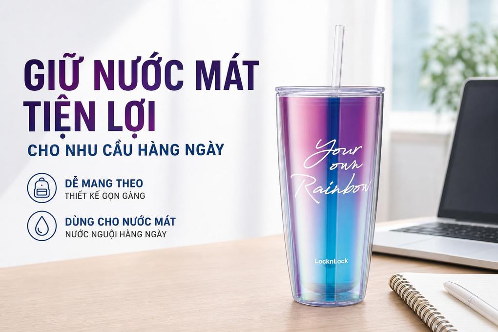 Bình đựng nước nhựa 750 ml Lock&Lock HAP507VOLH Màu Tím