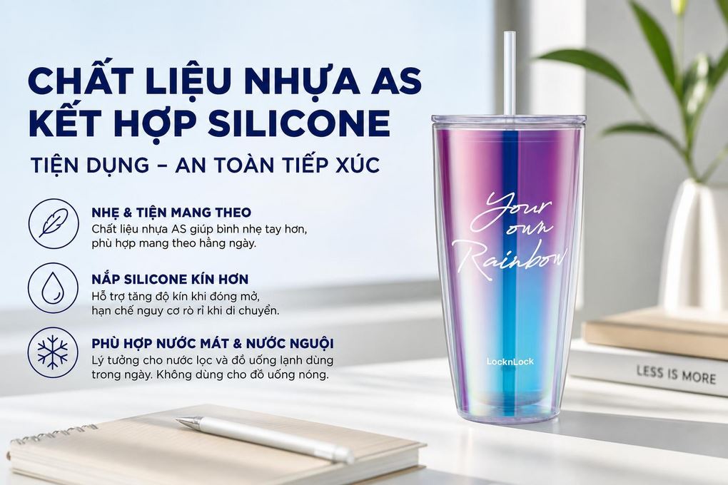 Bình đựng nước nhựa 750 ml Lock&Lock HAP507VOLH Màu Tím