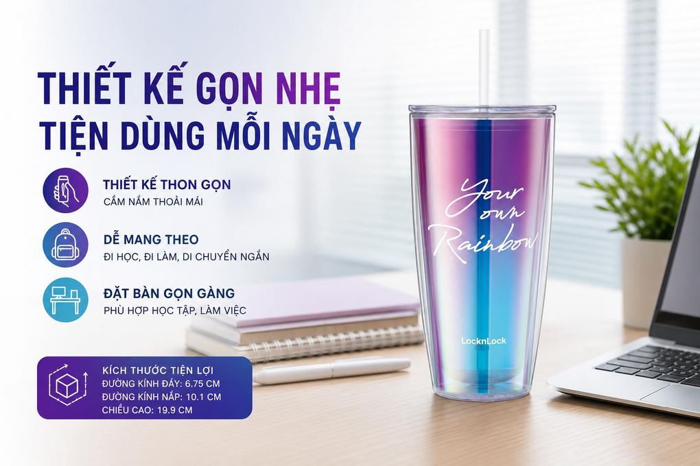 Bình đựng nước nhựa 750 ml Lock&Lock HAP507VOLH Màu Tím