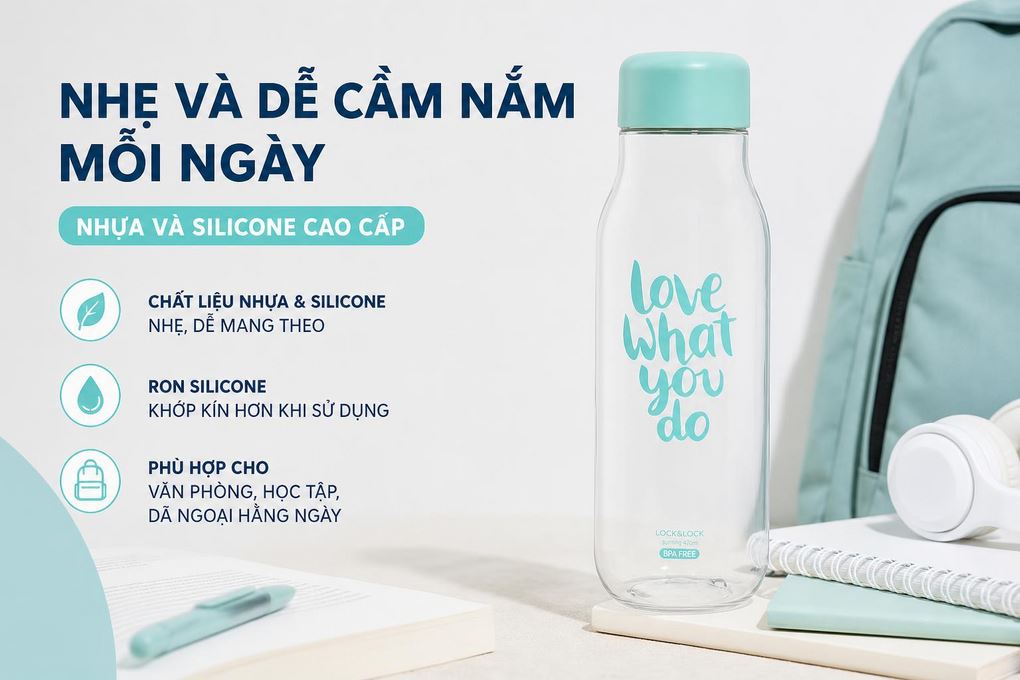 Bình đựng nước nhựa 500 ml Lock&Lock HAP654B Màu Xanh
