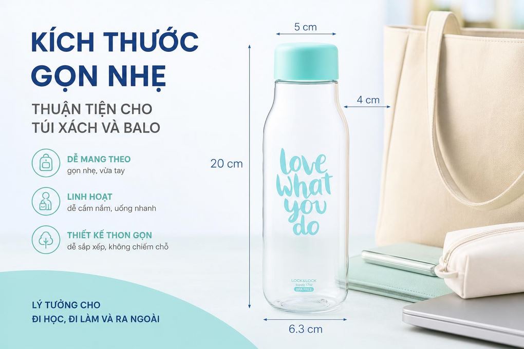 Bình đựng nước nhựa 500 ml Lock&Lock HAP654B Màu Xanh