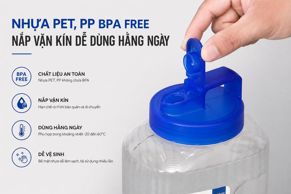 Bình đựng nước nhựa 2600 ml Lock&Lock HAP739B