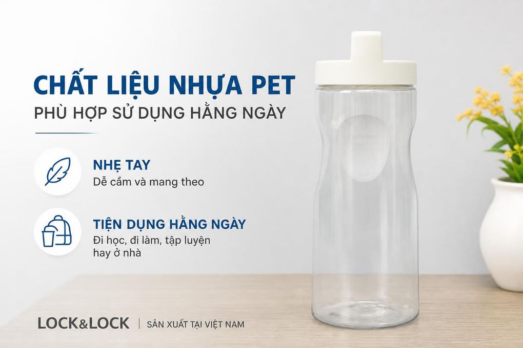Bình đựng nước nhựa 1200 ml Lock&Lock HAP813WHT Màu Trắng