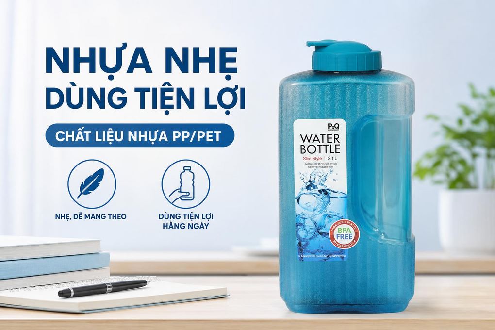 Bình đựng nước nhựa 2100 ml Lock&Lock HAP736 - Xanh Dương Màu Xanh