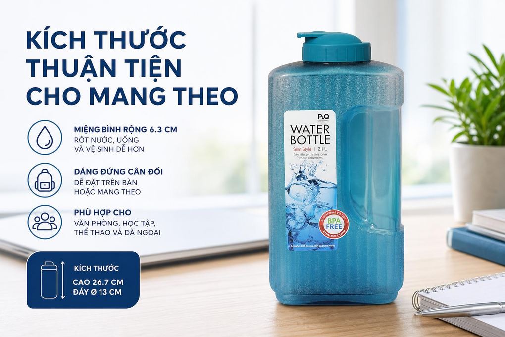 Bình đựng nước nhựa 2100 ml Lock&Lock HAP736 - Xanh Dương Màu Xanh