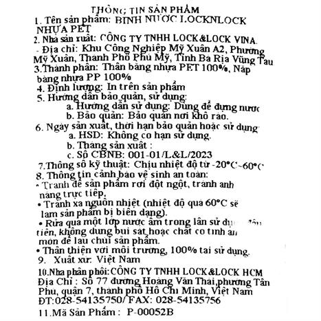 Bình đựng nước nhựa 2100 ml Lock&Lock HAP736 Màu Xanh