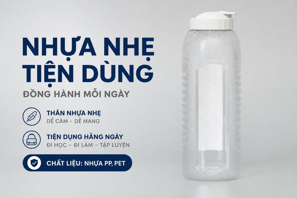 Bình đựng nước nhựa 1500 ml Lock&Lock HAP731 Màu Trắng