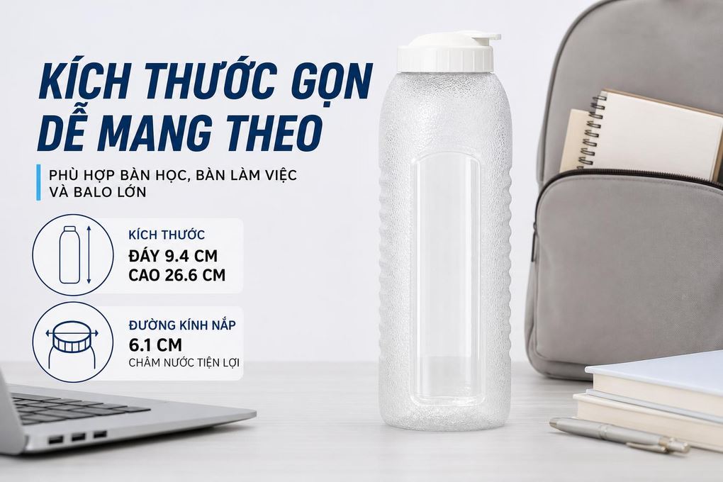 Bình đựng nước nhựa 1500 ml Lock&Lock HAP731 Màu Trắng