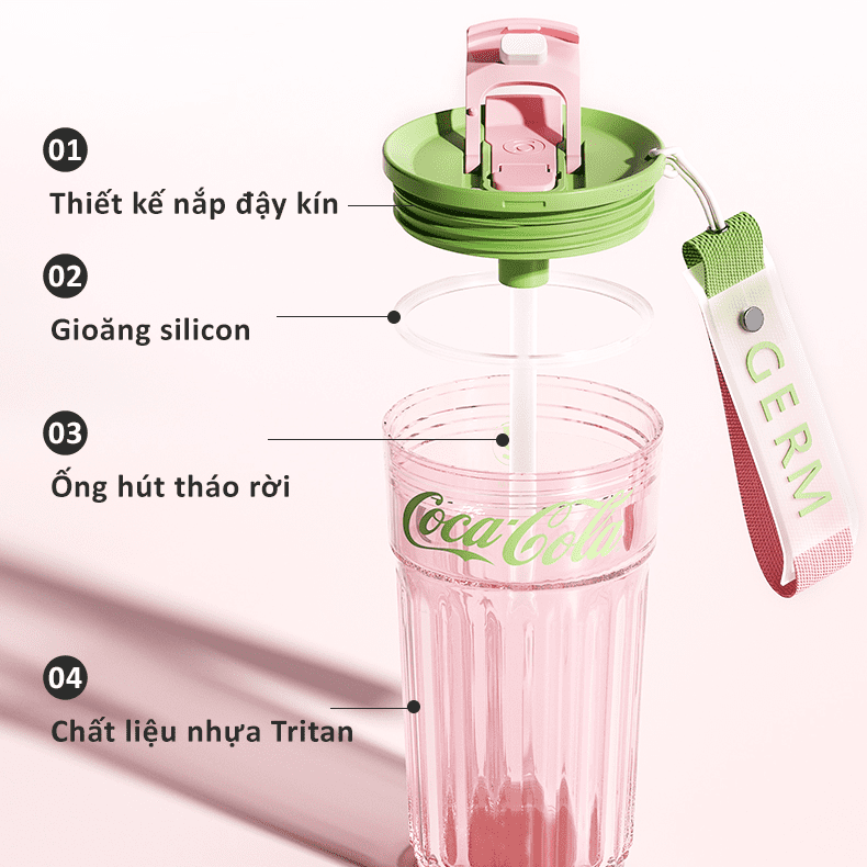 Bình đựng nước nhựa 450 ml GERM GE-CK24SS-S74 Màu Trắng