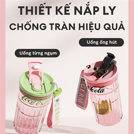 Bình đựng nước nhựa 450 ml GERM GE-CK24SS-S74 Màu Hồng