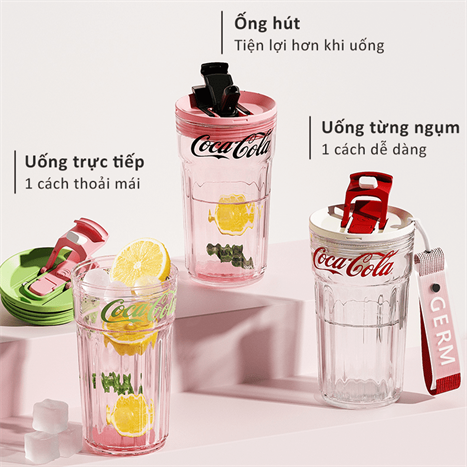 Bình đựng nước nhựa 450 ml GERM GE-CK24SS-S74 Màu Hồng