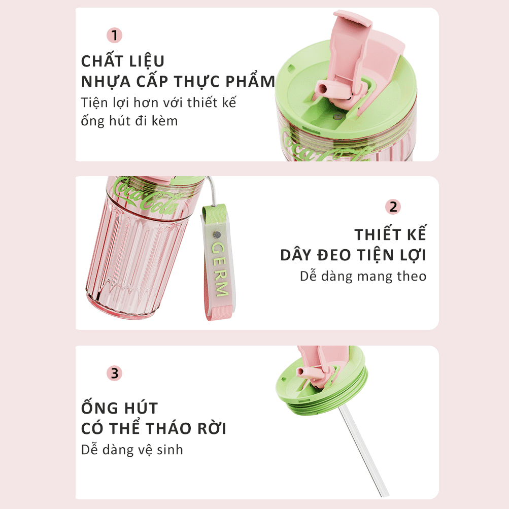 Bình đựng nước nhựa 450 ml GERM GE-CK24SS-S74 Màu Trắng