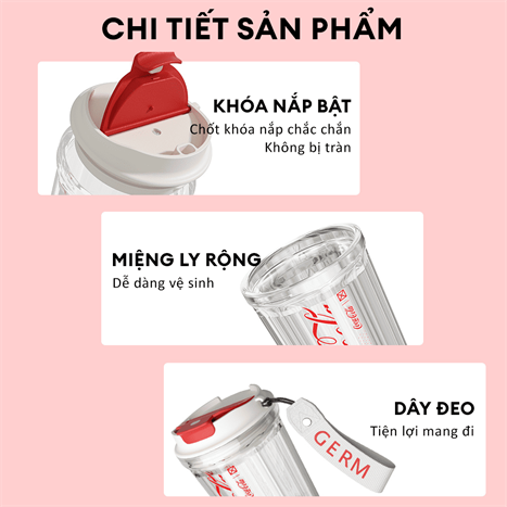 Bình đựng nước nhựa 390 ml GERM GE-CK23SS-S23 Màu Hồng