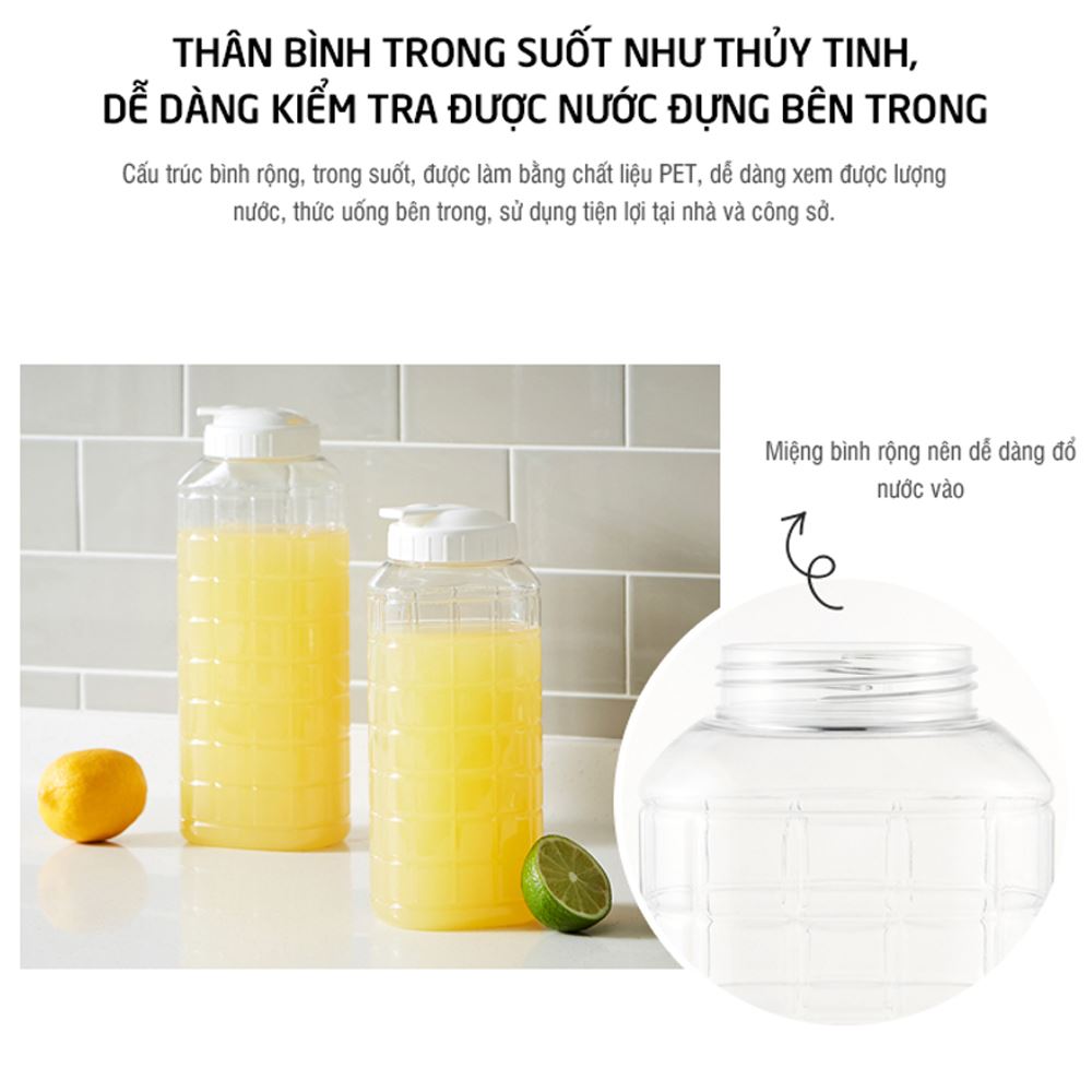 Bình đựng nước nhựa PET 1500 ml Lock&Lock HAP812 Màu Trắng