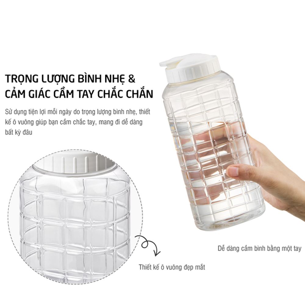 Bình đựng nước nhựa PET 1500 ml Lock&Lock HAP812 Màu Trắng