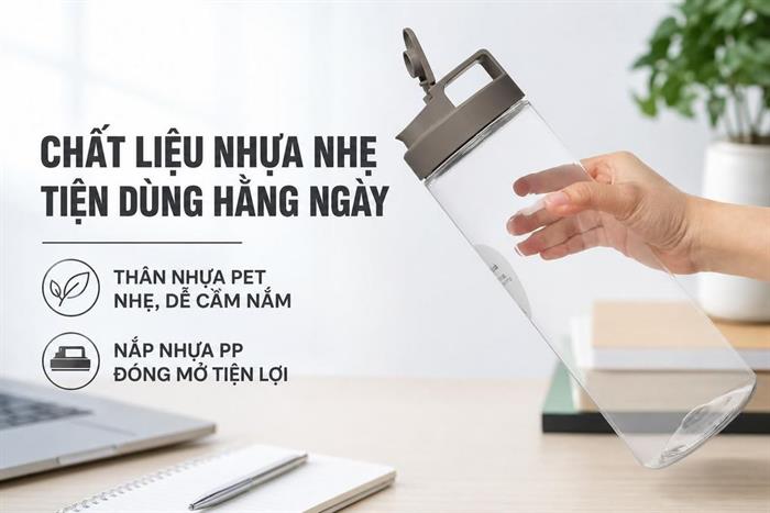 Bình đựng nước nhựa PET 1500 ml Lock&Lock HAP814GRY Màu Xám