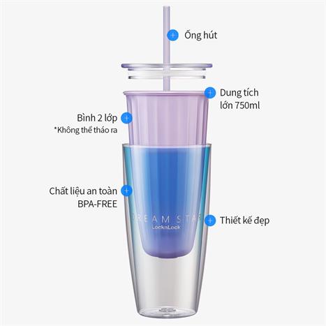 Ly nhựa 750 ml Lock&Lock HAP522VOL Màu Tím