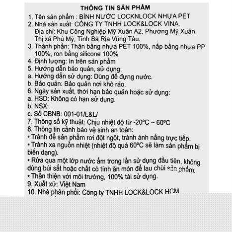 Bình đựng nước nhựa 2100 ml Lock&Lock HAP736 - Trắng Màu Trắng