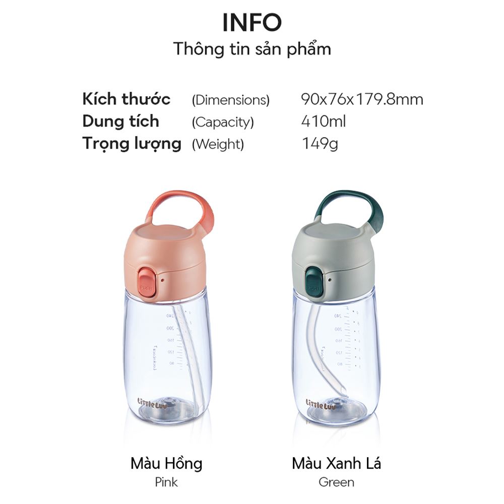 Bình nước nhựa trẻ em 410 ml LocknLock HAP918PIK Màu Hồng
