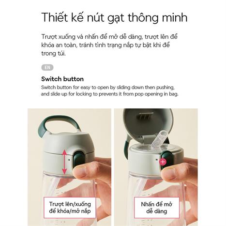 Bình đựng nước nhựa trẻ em 410 ml LocknLock HAP918GRN