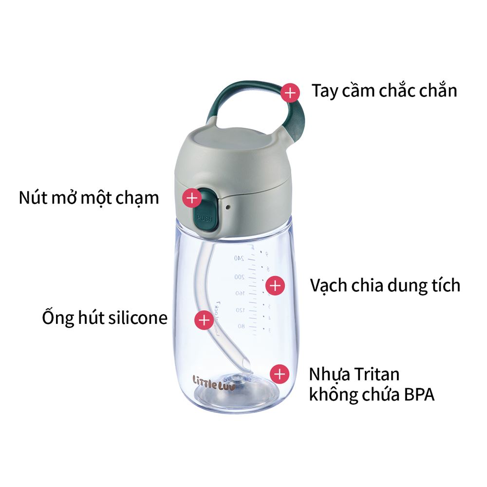 Bình đựng nước nhựa trẻ em 410 ml LocknLock HAP918GRN Màu Xanh lá