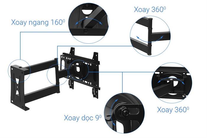 Khung treo Tivi 19-43 inch Xoay Điện máy XANH DMX43X Màu Đen