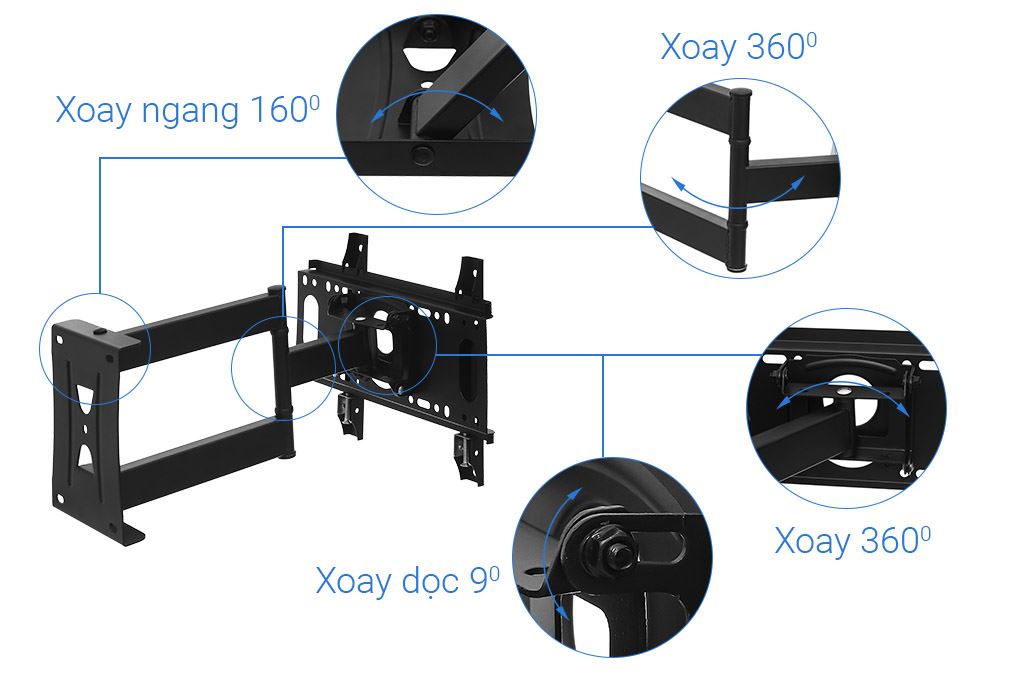 Khung treo Tivi 19-43 inch Xoay Điện máy XANH DMX43X Màu Đen
