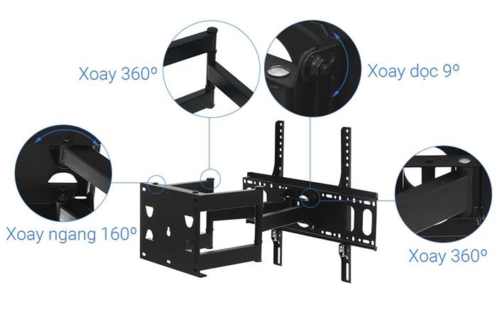 Khung treo Tivi 44-65 inch Xoay Điện máy XANH DMX65X Màu Đen