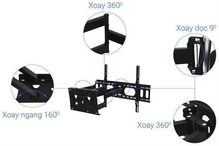 Khung treo Tivi 66-85 inch Xoay Điện máy XANH DMX85X Màu Đen