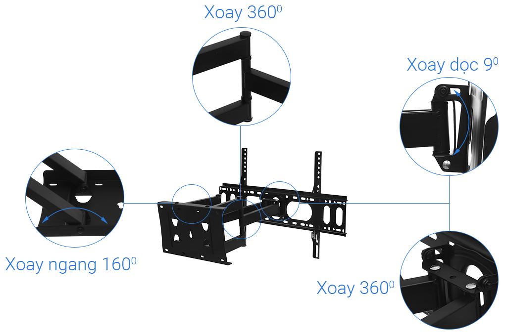 Khung treo Tivi 66-85 inch Xoay Điện máy XANH DMX85X Màu Đen