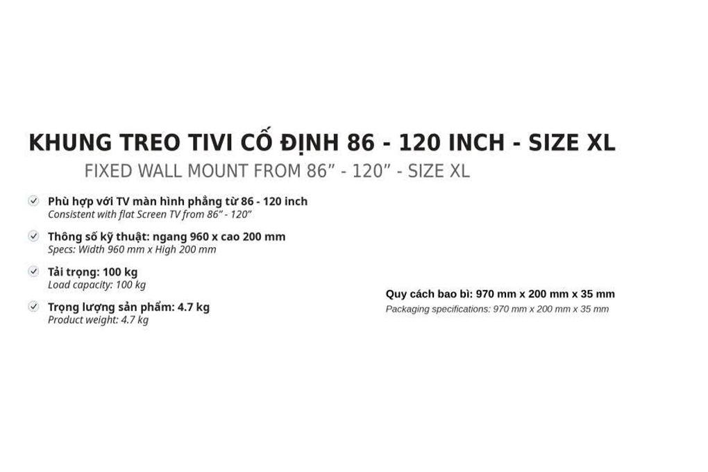 Khung treo Tivi 86-120 inch Điện máy XANH DMX120T