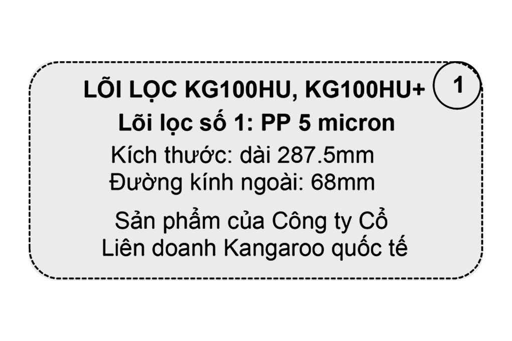 Lõi lọc thô Kangaroo số 1 Undersink KG100HU Màu Trắng