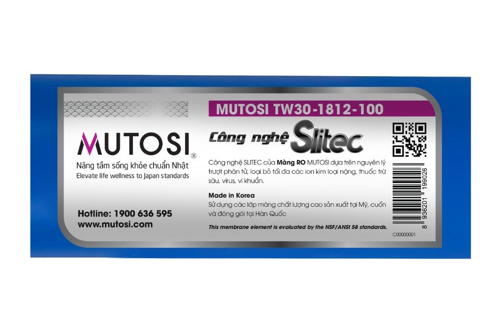 Lõi lọc RO Mutosi số 4 100 GPD Màu Xanh Dương
