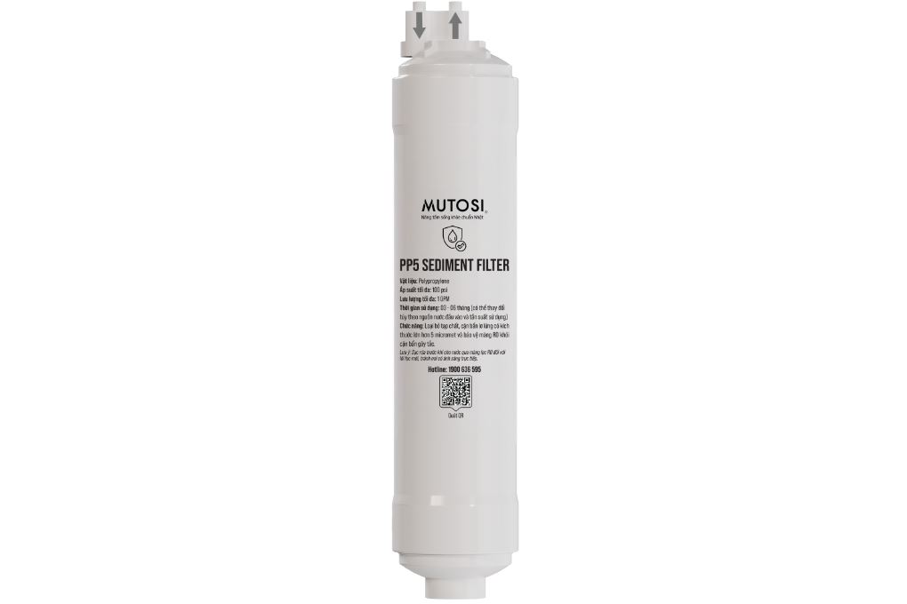 Lõi lọc thô Mutosi số 1 PP 5 micron 10 inch thay nhanh Màu Trắng