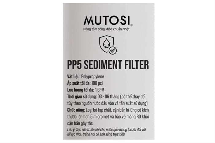Lõi lọc thô Mutosi số 1 PP 5 micron 10 inch thay nhanh Màu Trắng