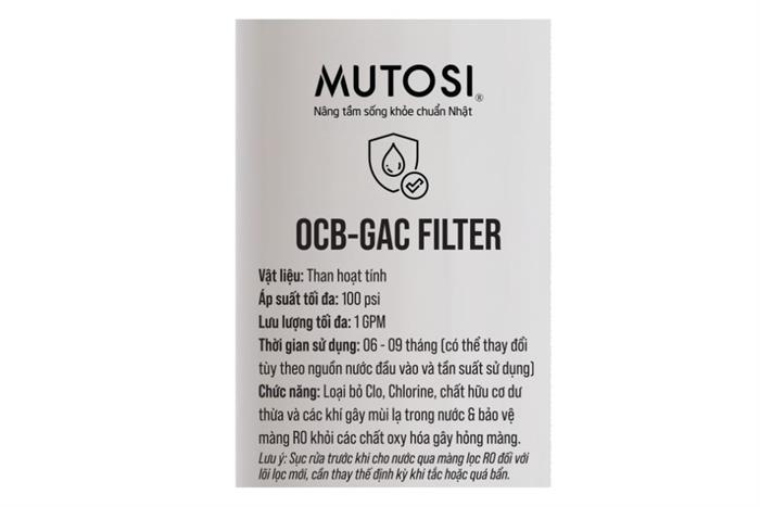 Lõi lọc thô Mutosi số 2 OCB-GAC 10 inch thay nhanh Màu Trắng