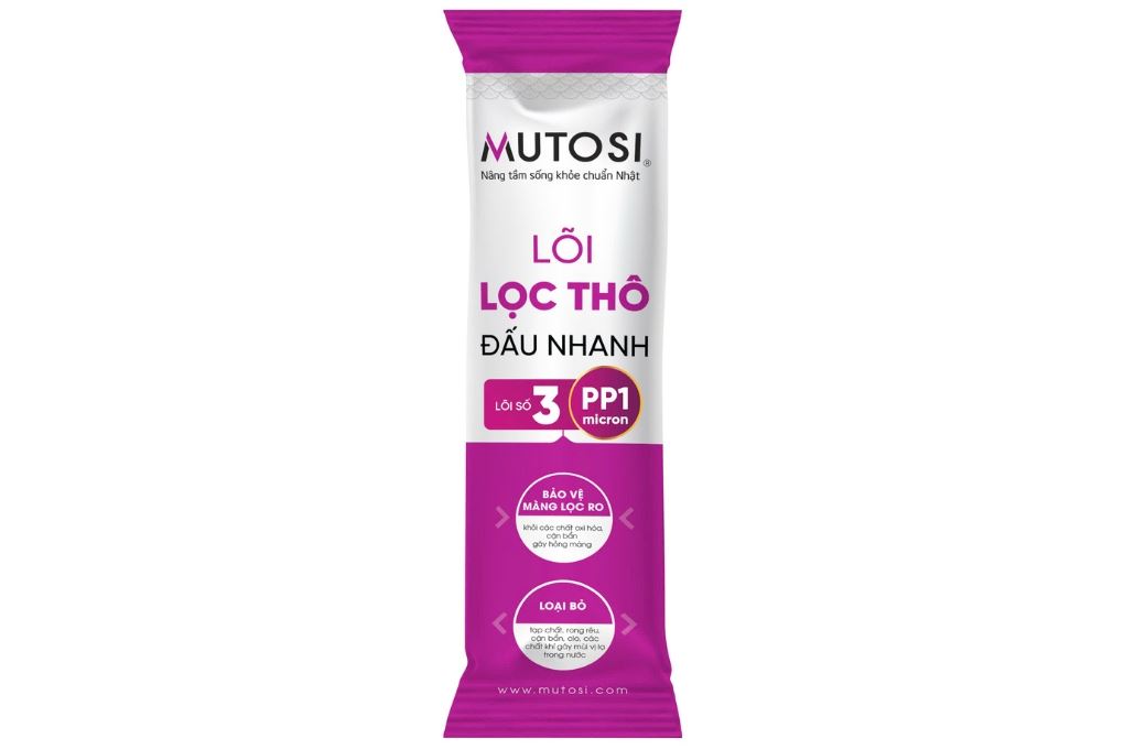 Lõi lọc thô Mutosi số 3 PP 1 micron 10 inch thay nhanh Màu Trắng
