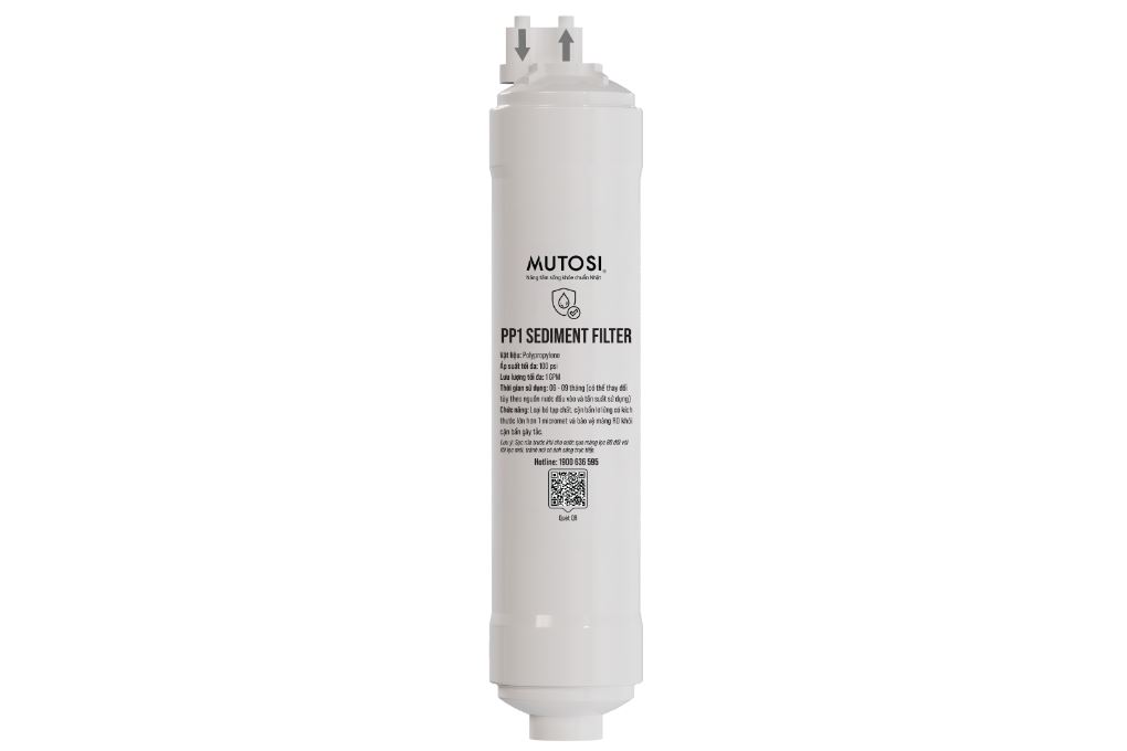 Lõi lọc thô Mutosi số 3 PP 1 micron 10 inch thay nhanh Màu Trắng