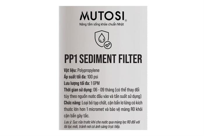Lõi lọc thô Mutosi số 3 PP 1 micron 10 inch thay nhanh Màu Trắng