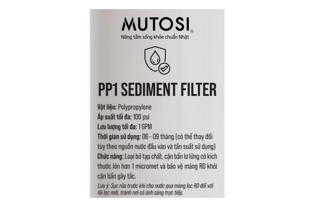 Lõi lọc thô Mutosi số 3 PP 1 micron 10 inch thay nhanh Màu Trắng