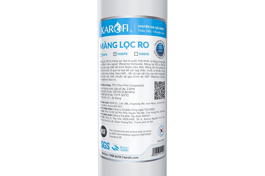 Lõi lọc RO Karofi số 4 EZ270T-2R (MCM) Màu Trắng