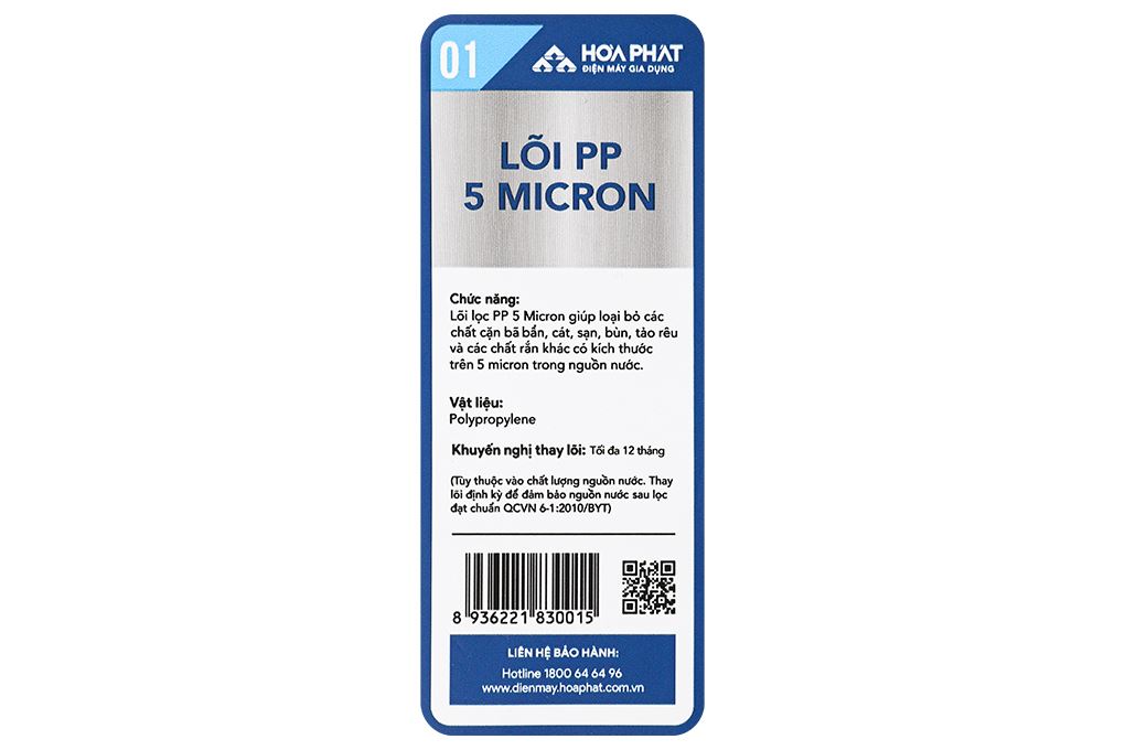 Lõi lọc thô Hòa Phát số 1 PP 5 micron Màu Trắng