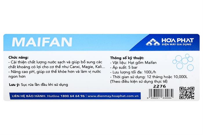 Lõi lọc chức năng Hòa Phát số 6 Maifan Màu Trắng