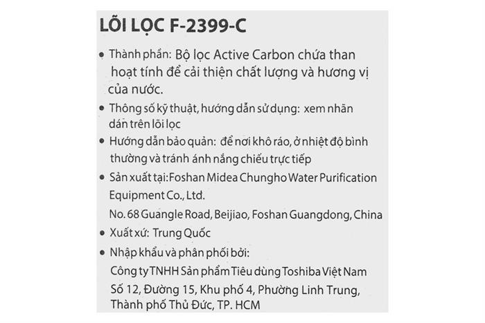 Lõi lọc thô Toshiba số 3 F-2399-C Màu Trắng