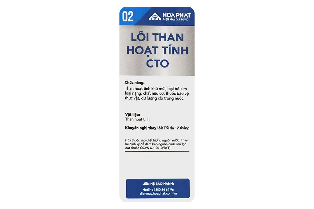Lõi lọc thô Hòa Phát số 2 Than hoạt tính CTO 10 inch Màu Xám
