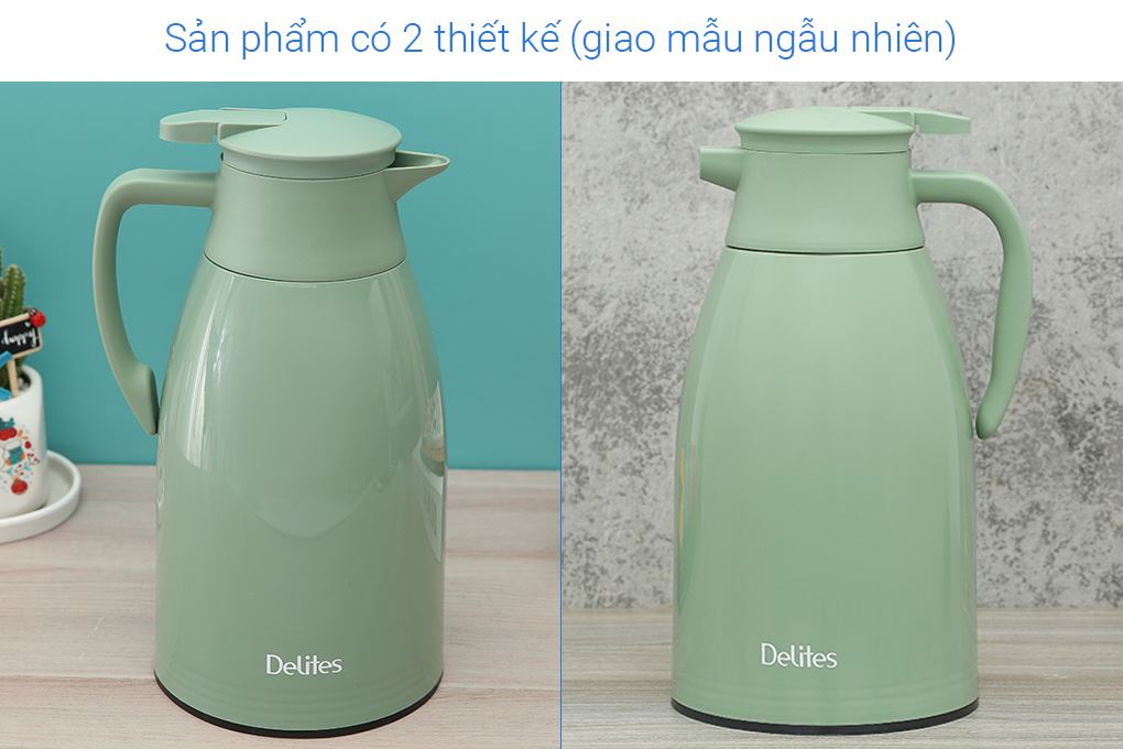 Bình thủy giữ nhiệt thủy tinh 1300 ml Delites TH9134 Màu Xanh lá